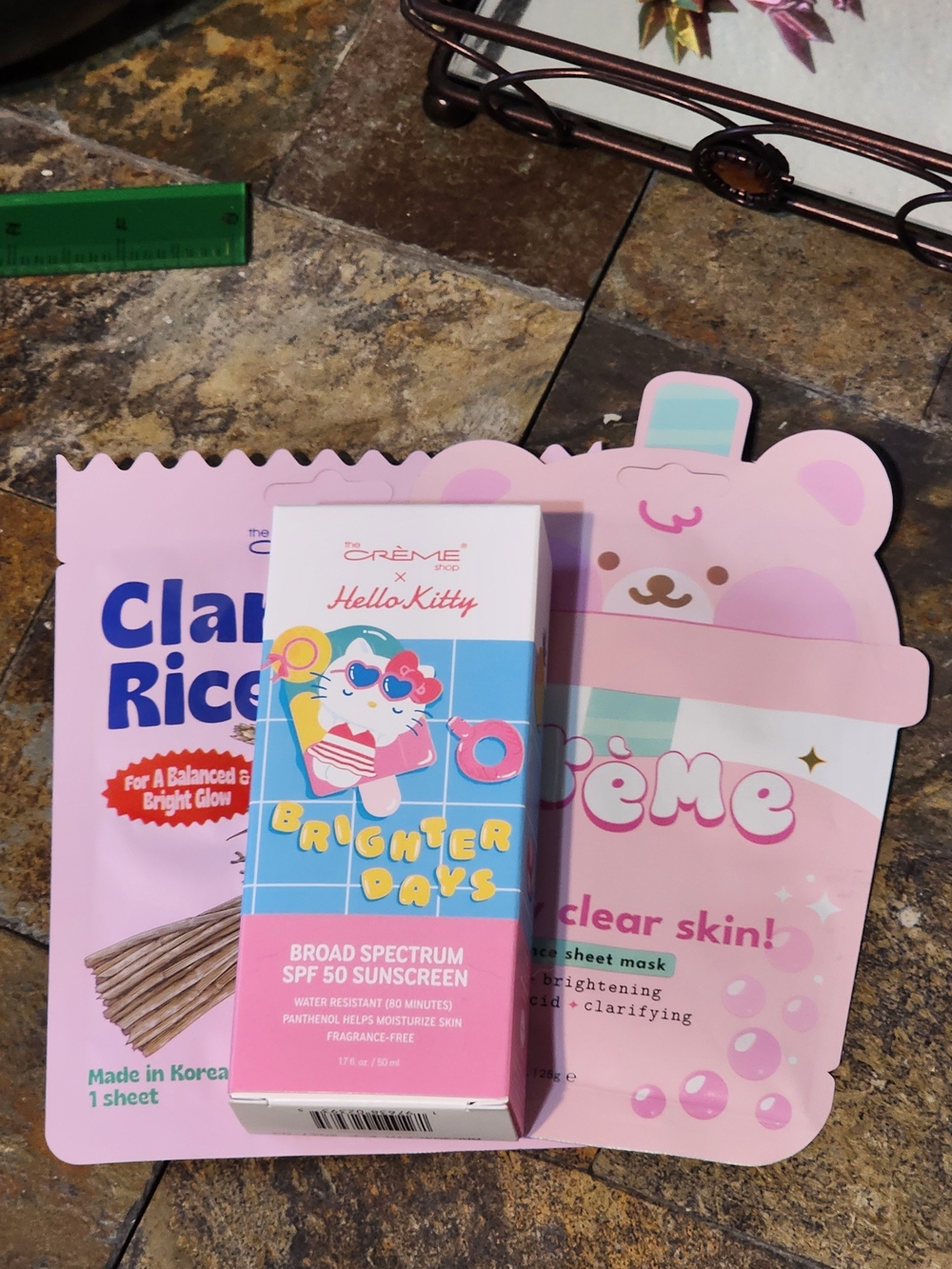 The Crème Shop Hello Kitty Brighter Days SPF 50 Sunscreen & 2 Sheet Masks NWT